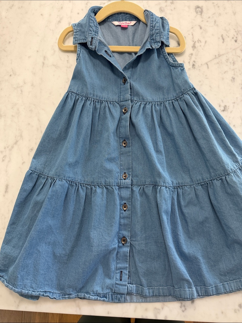 Ruffle Butts Denim Tiered Dress - Light Blue